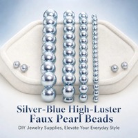 Perles en verre imitation perle 6 8 10mm Argent Bleu Gris pour Colliers Chaînes de Téléphone Bracelets Boucles d'Oreilles Fabrication Artisanale Kits DIY Vente en Gros en Vrac