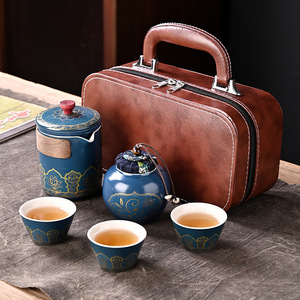 Japanese Style Ceramic Travel <b>Tea</b> Set With Teapot And <b>Cups</b> Portable Bag Lightweight Outdoor Use - Product Image 2