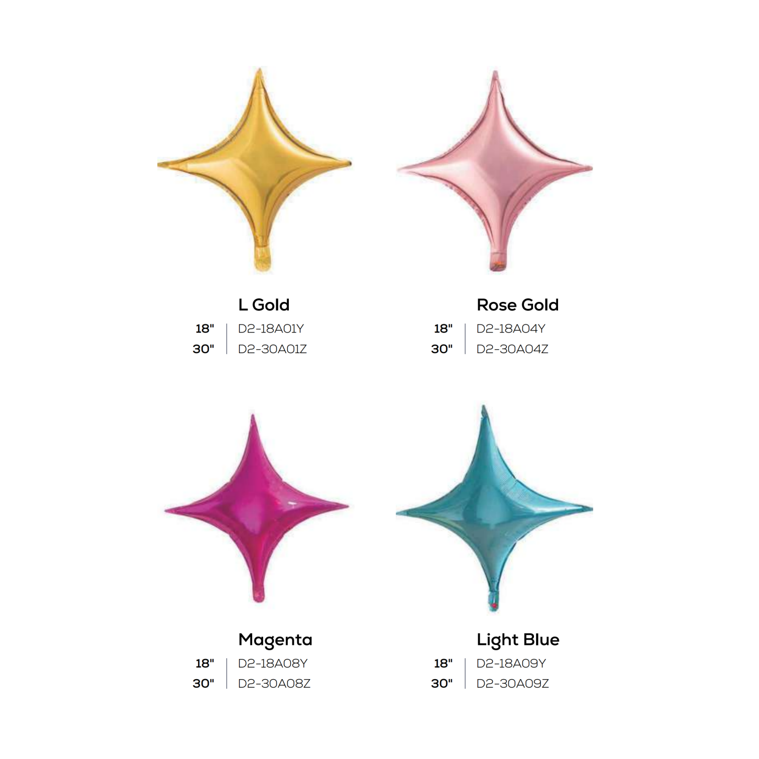 30 Star Point Metallic Foil Balloons - Assorted Colors for Birthday, Wedding, Party Decorations