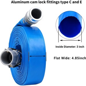 Kit Tubo Piatto Layflat in PVC Blu 100m, Tubazione Flessibile Durevole ad Alta Pressione <span class=keywords><strong>per</strong></span> Mandata Acqua <span class=keywords><strong>per</strong></span> Pompa <span class=keywords><strong>per</strong></span> <span class=keywords><strong>Irrigazione</strong></span> e Industria - Product Image 2