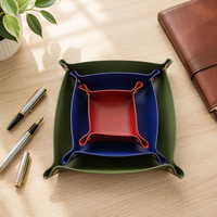 Plateau de rangement personnalisé en cuir PU pour portefeuille, montre, téléphone, bijoux, organiseur de bureau pliable, décoration d'intérieur