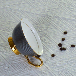 Tazze <span class=keywords><strong>da</strong></span> <span class=keywords><strong>caffè</strong></span> e piattino in porcellana nera tazza <span class=keywords><strong>da</strong></span> tè in ceramica vintage <span class=keywords><strong>da</strong></span> 200ml con piatto - Product Image 3