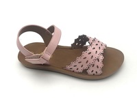 Sandales plates pour enfants, design spécial, plateforme fine, dessus en PU, semelle en PVC, respirantes, antidérapantes, bout ouvert, lanière en T, tendance.