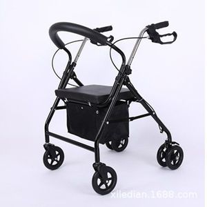 Déambulateur pliable léger à quatre roues avec siège pour personnes âgées, chariot de courses, 4 roues en PU - Product Image 1
