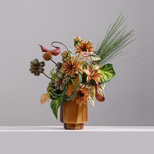 Jarrón marrón personalizado, girasoles artificiales, hecho a mano para Villa arreglo floral, <span class=keywords><strong>apartamento</strong></span> o cafetería, decoración de interiores - Product Image 1