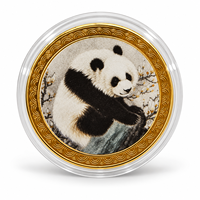 Médaillon Panda Peinture à l'Encre Chinoise 2026, Art Populaire Forêt des Dix Bambous, Boîtier Plaqué Fer