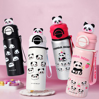 Termo Infantil Seaygift con Diseño de Panda de Dibujos Animados, Acero Inoxidable 316, Portátil, con Doble Pared Aislante y Pajita para Beber