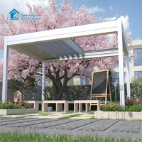 Pergola en aluminium écologique Sweet Home, résistante au vent, avec toit rétractable motorisé à lamelles, imperméable et offrant une protection UV