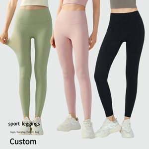 Venta al por mayor Naked Feel Yoga Legging Cintura alta Control de barriga Mujeres Pantalones deportivos Gimnasio Medias Logotipo personalizado <span class=keywords><strong>Deporte</strong></span> Entrenamiento Leggings - Product Image 1