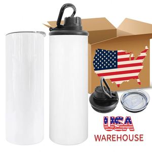 Vasos delgados de acero inoxidable con aislamiento al vacío de 20 oz para sublimación, con tapa deportiva y dos tapas, en blanco, desde almacén de EE. UU. - Product Image 4