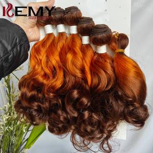 KEMY HAIR Extension Sintetica Riccioli Voluminosi, Onda Morbida, Trecce Sintetiche Crochet Ombré <span class=keywords><strong>Rame</strong></span> Zenzero per Donna - Product Image 1