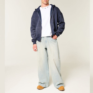Etiqueta privada de los hombres de tejido superior con capucha cremallera frontal de <span class=keywords><strong>lana</strong></span> con cremallera Sudadera con capucha Athleisure Fleece Sporty Hoodies para hombres - Product Image 4