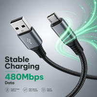 Câble de charge rapide USB-A vers Micro-B 3A stable avec conducteur en cuivre étamé et gaine en TPE
