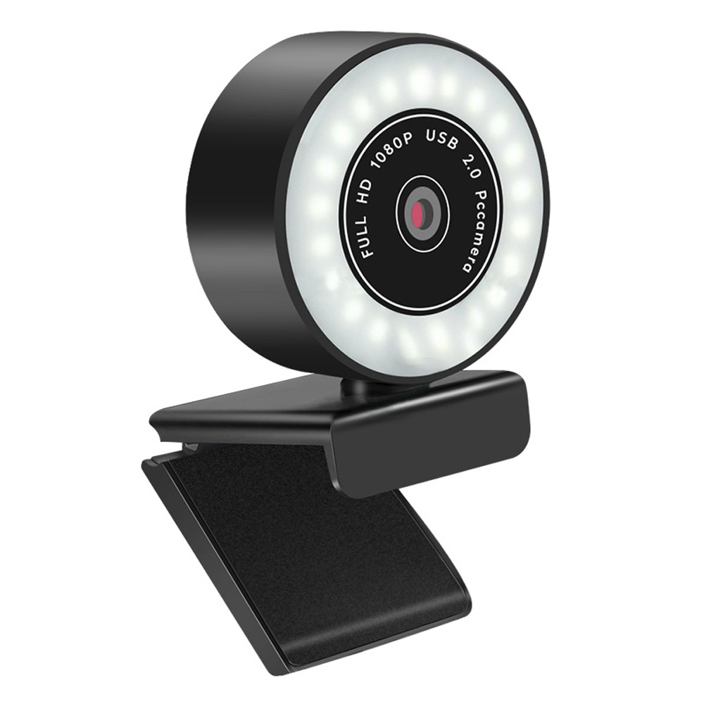 New Trend Auto-Focus Adjustable Brightness 1080P HD Web Camera Streaming Webcam for Zoom Skype with Microphone Ring Light