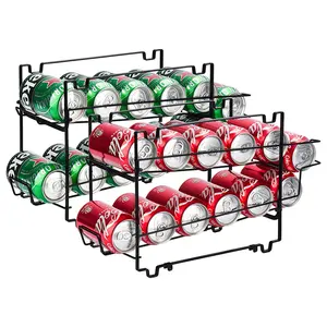 2 paket Can içecek dağıtıcı raf istiflenebilir Soda Can depolama organizatör kiler buzdolabı dolabı ve tezgah için