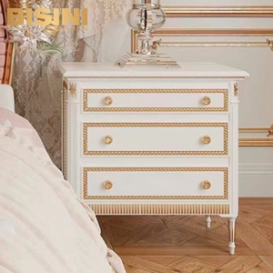 Maison de villa de style européen antique <span class=keywords><strong>blanc</strong></span> et plaqué or à côté de la table de nuit en bois sculpté princesse filles <span class=keywords><strong>chambre</strong></span> à coucher table de chevet - Product Image 2