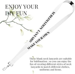 สายคล้องคอเปล่าสำหรับงานซับลิเมชั่น สีขาว พร้อมที่ใส่บัตร DIY สำหรับงานสั่งทำแบบกำหนดเองจำนวนมาก สำหรับใส่บัตรประจำตัว - Product Image 3