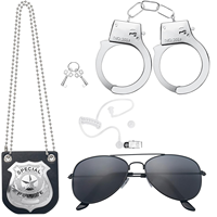 Set Mainan Polisi Dewasa untuk Bermain Peran dengan Kostum Polisi Unisex, Lencana FBI, Borgol & Earpiece Mata-Mata - Bahan Poliester