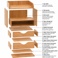 Organisateur de bureau en bambou avec boîte, support de rangement rectangulaire pour dossiers, pour la maison - Bois naturel personnalisable