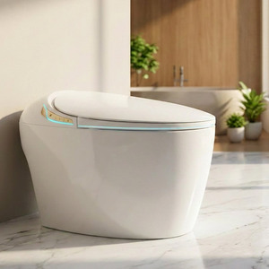 Inodoro Inteligente con Descarga Automática, Luz Nocturna, Montaje en Suelo, Taza Alargada, Material Cerámico, Sifón en P, Doble Descarga, Asiento Calefactado - Product Image 1