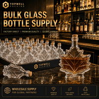 Bouteilles en verre personnalisées en forme de feuille d'érable 500 ml, bouteilles en verre en forme de feuille d'érable, bocaux en verre avec bouchons en liège pour le brandy et la tequila