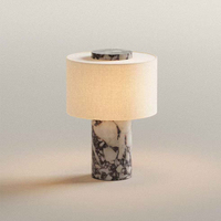 Lampe de table portable en marbre naturel nordique, abat-jour en tissu, LED tactile à intensité variable, lampe de chevet de luxe pour chambre à coucher, salon