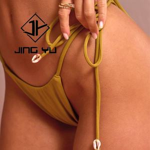 Conjunto de Traje de Baño de Poliéster Personalizado OEM de Alta Calidad para Mujer, Bikini con Tiras y Accesorios de Concha para Playa - Product Image 5