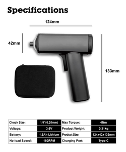 Tournevis sans fil à batterie lithium-ion 3,6 V, LED, DIY, rechargeable, ensemble d'outils électriques de haute qualité avec couple maximal de 4-5 Nm et 180 tr/min - Product Image 2