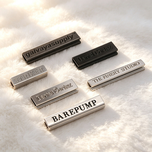 Clip de bordure en métal poli pour vêtements, clip d'extrémité personnalisé avec logo pour le marquage des pulls et bonnets en tricot - Product Image 1