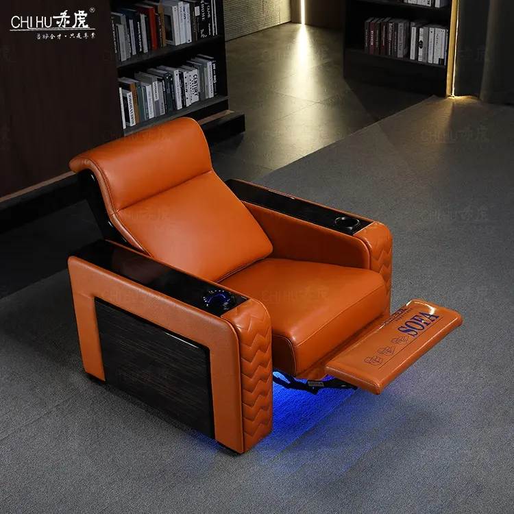 Lederen Sofa Home Theater Fauteuil Zitplaatsen Elektrische Ligstoel Cooling Bekerhouder Power Private Cinema Seat