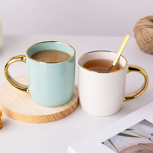 แก้วเซรามิกขอบทอง สีพื้น สำหรับเครื่องดื่ม ของขวัญ - Product Image 2