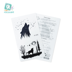 Autocollant de <span class=keywords><strong>tatouage</strong></span> lumineux bleu avec étoile de lune de montagne brillant dans le <span class=keywords><strong>tatouage</strong></span> imperméable sombre temporaire - Product Image 4