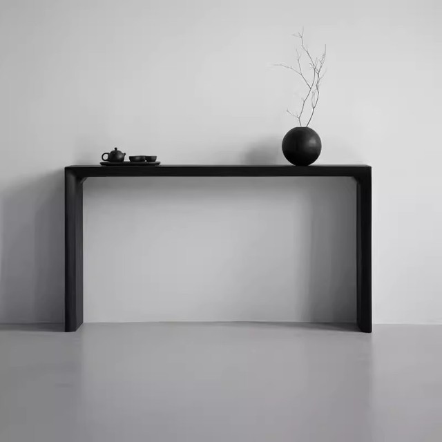 Modern Carbonized Ash Wood Console Table Silent Luxury New Chinese Solid Wood Durable Living Room Furniture