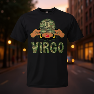 T-shirt Virgo Queen Black Woman Camo Cap Afro Girl Zodiac - Product Image 3