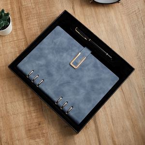 <b>A5</b> Binder 6 Ring Leather Bound Journal Custom Printing Office <b>Notebook</b> Binder <b>Notebook</b> for Student Cahiers 200 Pages Gift Set - Product Image 5