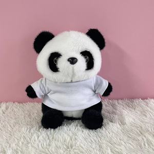 Peluche <span class=keywords><strong>Panda</strong></span> de 20 cm, jouet en peluche personnalisé avec logo sur chemise, divers ensembles, tissu en peluche courte et douce, poupées pour bébés - Product Image 4