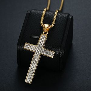 Cross <b>Titanium</b> Steel Necklace With Synthetic Diamonds Unisex Party Jewelry - Product Image 2