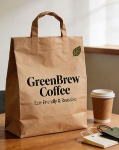 Bolsa de Papel Kraft Reciclable y Ecológica con Logotipo Personalizado Impreso, Bolsa de Empaque para Comida Rápida, Cafetería y Tienda - Product Image 5