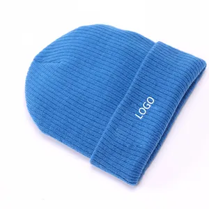 Winter Warm Premium Custom Logo Embroidery Unisex Personality Turnover Knitted Hat