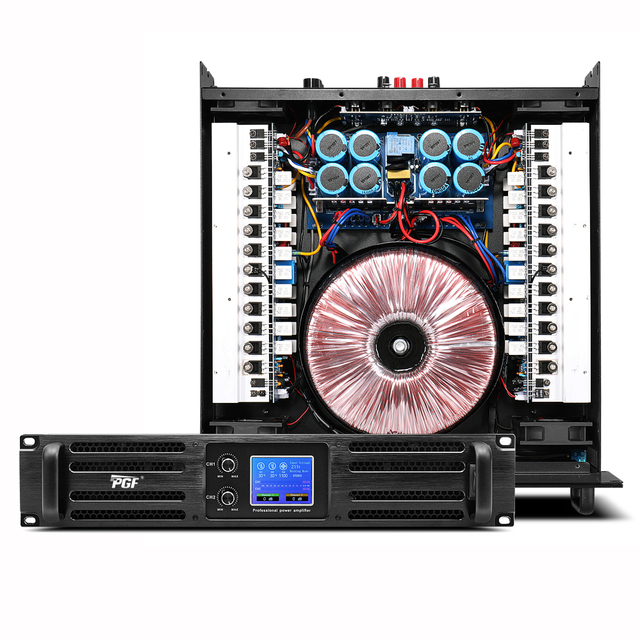 New Hot Sell 2U 2*1200W Power Amplifier with LCD Display Class H Stereo Pro Sound System 2 Channel Professional Audio Amplifier