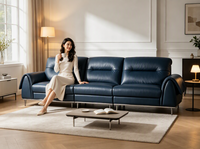 Ensemble de canapés en cuir véritable et bois pour salon, canapé nuage en cuir pleine fleur, mobilier de salon