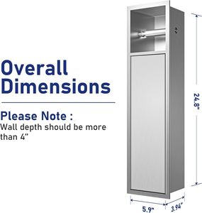 304 SUS Multi-functional <strong>Tissue</strong> <strong>Dispenser</strong> Trash Can Toilet Brush Holder Bathroom Concealed Recessed Niche Toilet Paper Holder