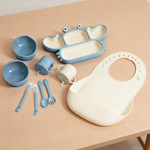 Juego de alimentación ecológico para bebés, <span class=keywords><strong>vajilla</strong></span> de entrenamiento para niños, tazón de silicona con ventosa, taza con pajita. - Product Image 2