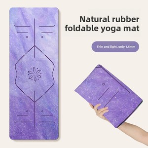 Tapete de Yoga de Gamuza Sintética Transfronterizo, 1.5cm de Grosor, 183cm de Ancho, Antideslizante, con Línea de Guía para Asanas, Portátil, Plegable, Tipo Toalla/Manta - Product Image 1