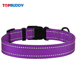 中型および大型犬用の夜間反射糸付きナイロン犬の首輪 - Product Image 4