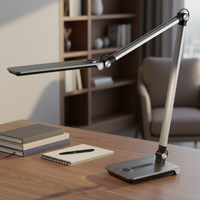 Lampe de bureau LED contemporaine avec éclairage latéral, base en ABS, flexible, à gradation progressive, idéale pour les bureaux et les études, lampes de table DC
