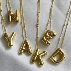 Personnalisé Or Rempli Chunky Bulle Alphabet Lettre Collier Bijoux Personnalisé 3D Ballon Initial Pendentif Collier Pour Les Femmes <span class=keywords><strong>Gif</strong></span> - Product Image 5