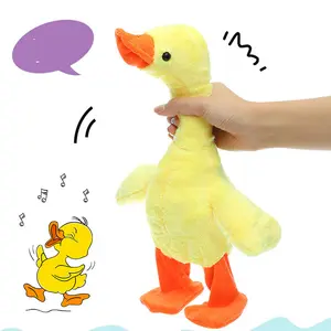 热卖新款黄色步行跳舞说话毛绒鸭子玩具重读玩具鸭子