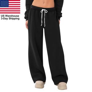 Heavyweight Cotton Custom Logo Women's Fleece Lined Sweatpants Wide Leg Baggy <strong>Pants</strong> Women Jogger <strong>Pants</strong> &amp; Trousers - Product Image 2