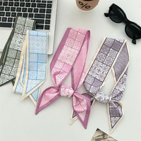 Nouveau style – Foulard fin à carreaux couleur claire, motif intégral imprimé, ruban décoratif pour sac, ceinture, chemise, ou écharpe pour femme
